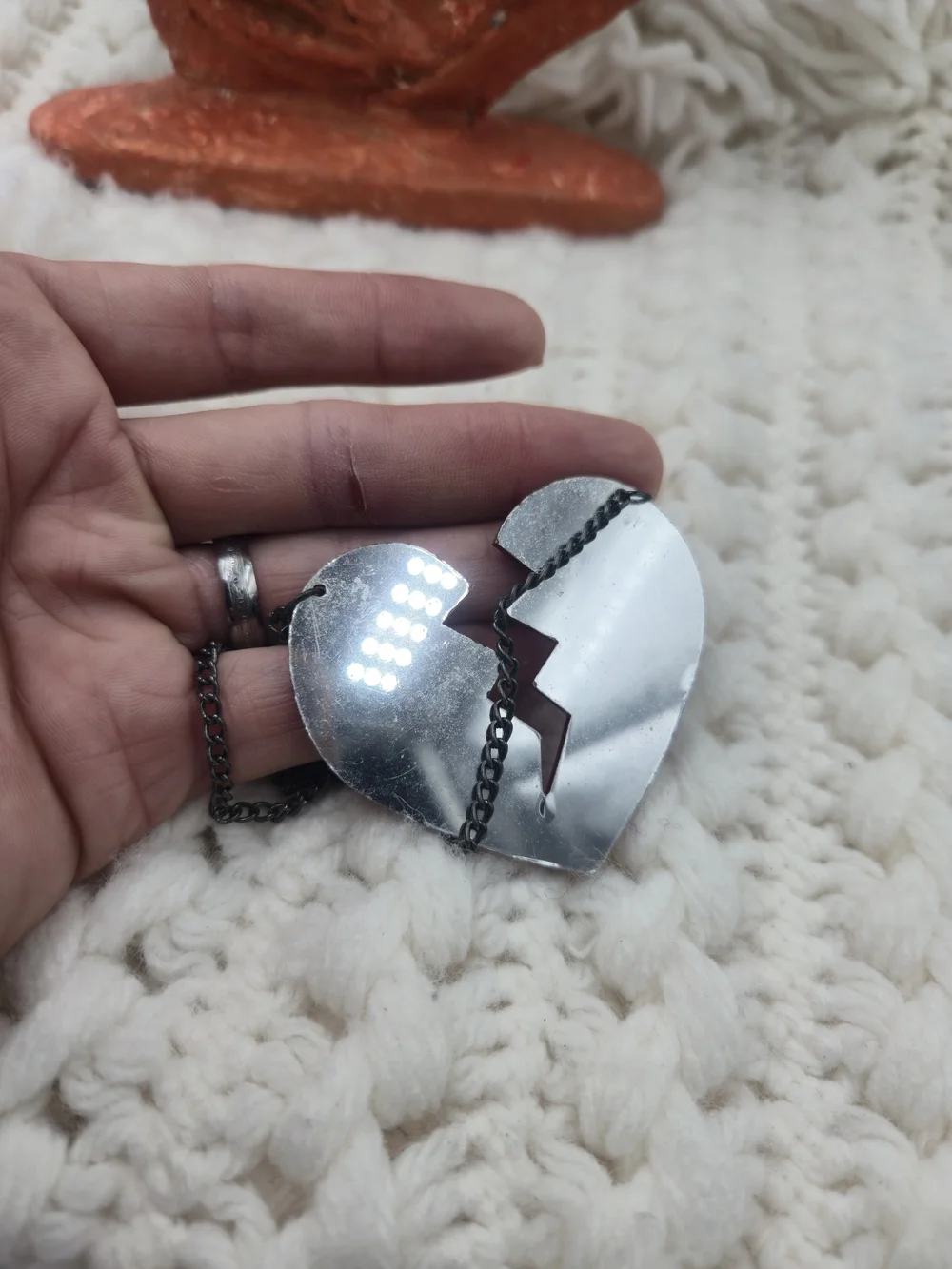 Red Broken Heart Pendant Necklace